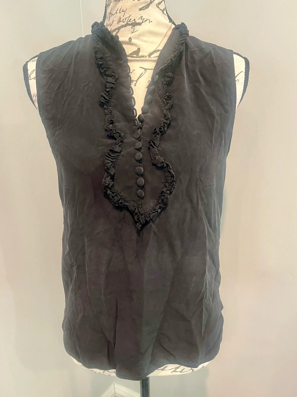 Tory Burch 100% Silk Ruffle Sleeveless Blouse